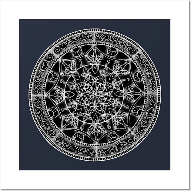 Flowery Mandala at Midnight Wall Art by NicoleWhelan